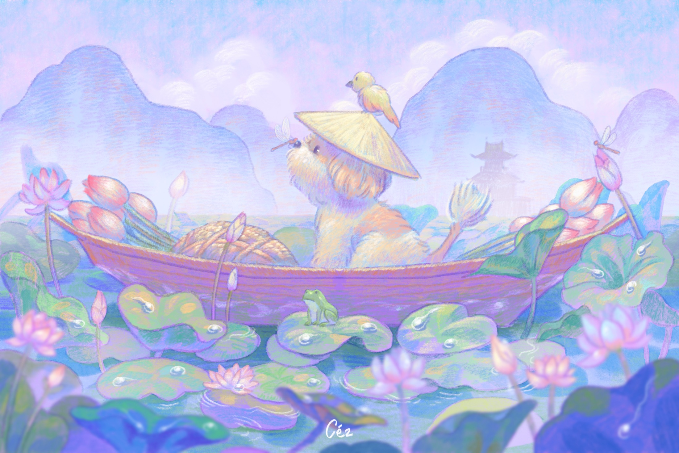 Dreamlike travel illustration selected for the T'way Air and Pixpills calendar.